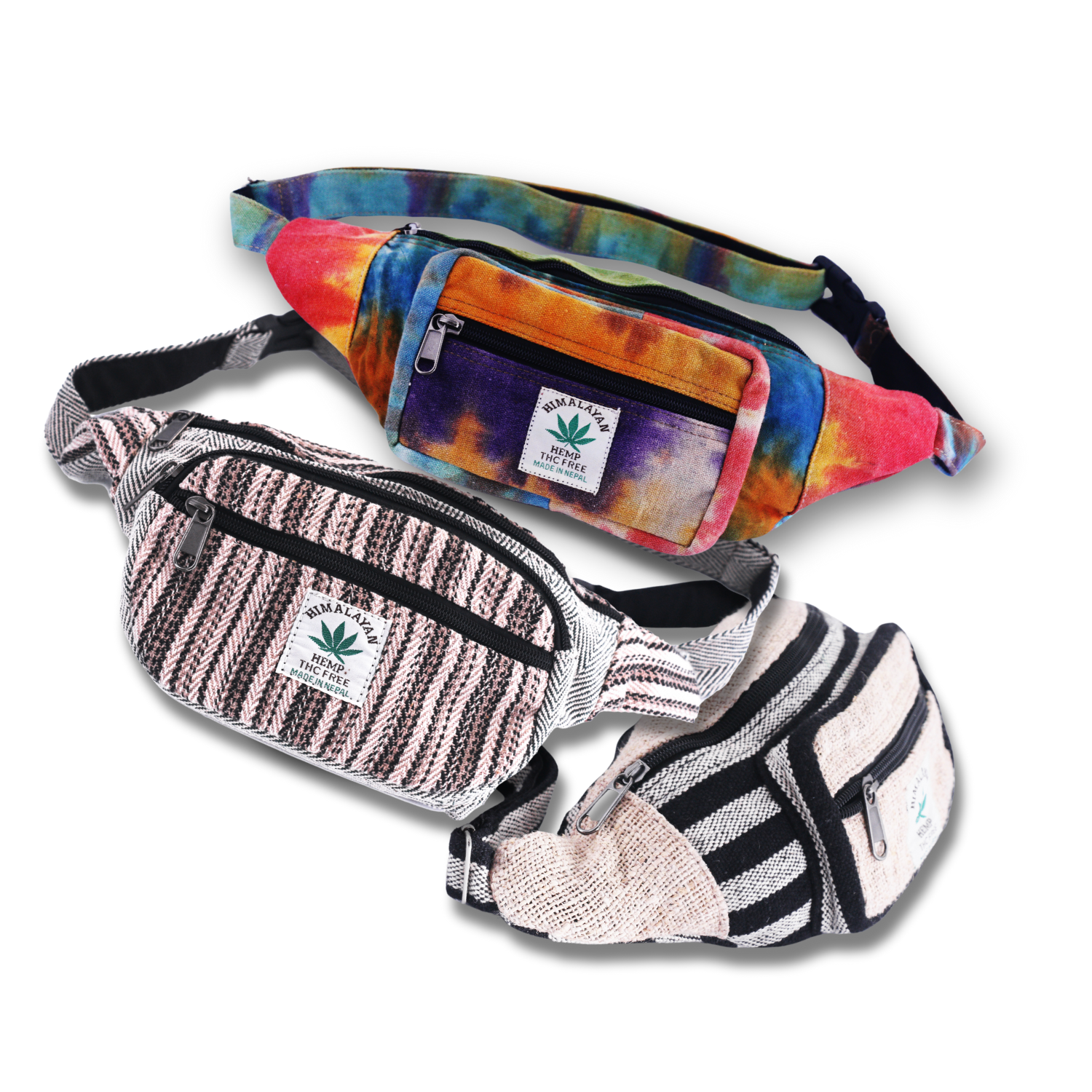 Handmade Himalayan Hemp Waist Bag – Eco-Friendly Money Belt | Unisex Fanny Pack for Travel, Festivals & Everyday Use