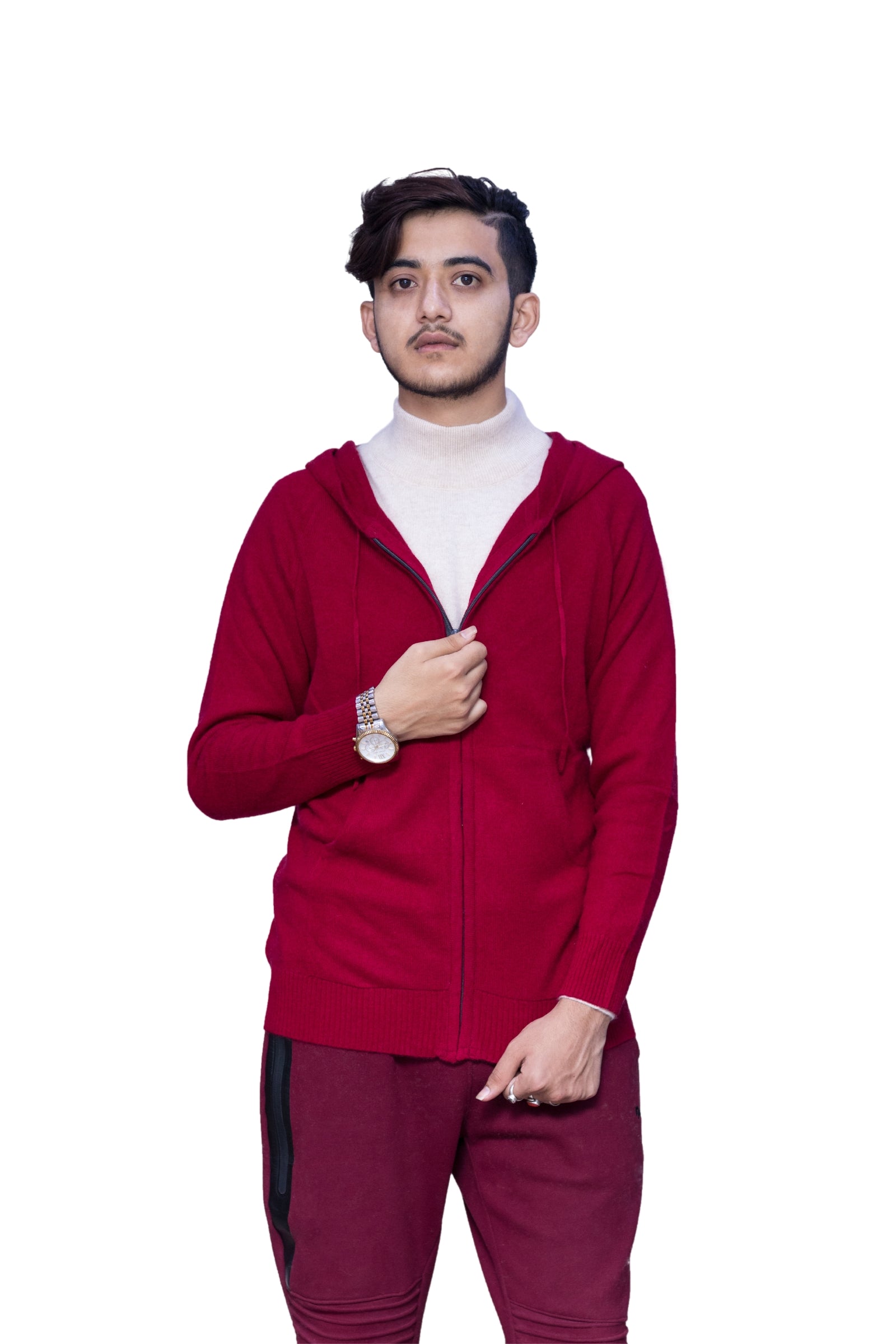 Luxury 100% Cashmere Zip-Up Hoodie for Men – Handmade Soft Knit Sweater | Pure Cashmere from Nepal