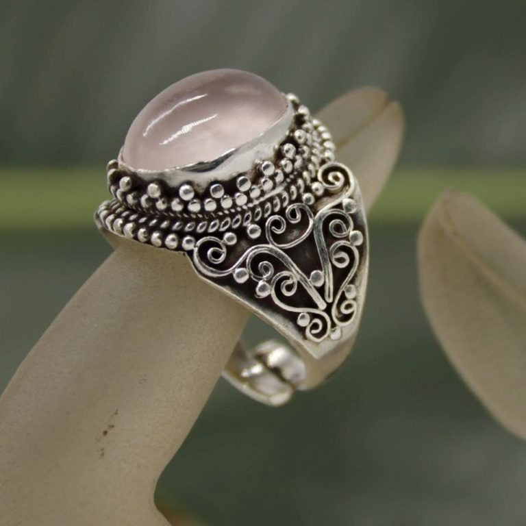 Handmade Sterling Silver Gemstone Ring – Artisan Filigree Design | 925 Silver Boho Ring from Nepal